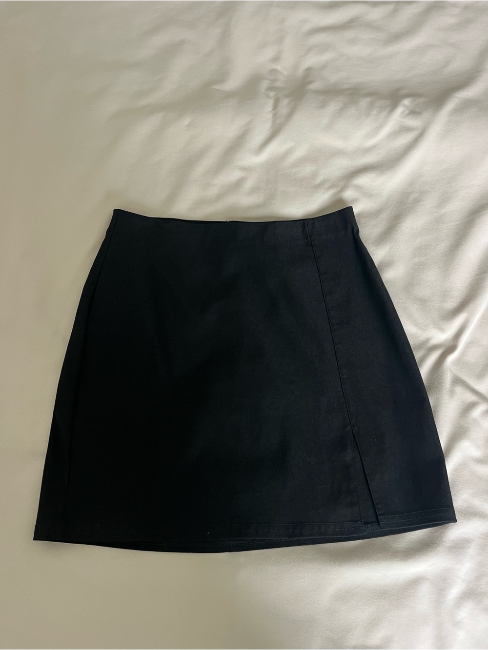 Black A Line Slit Mini Skirt